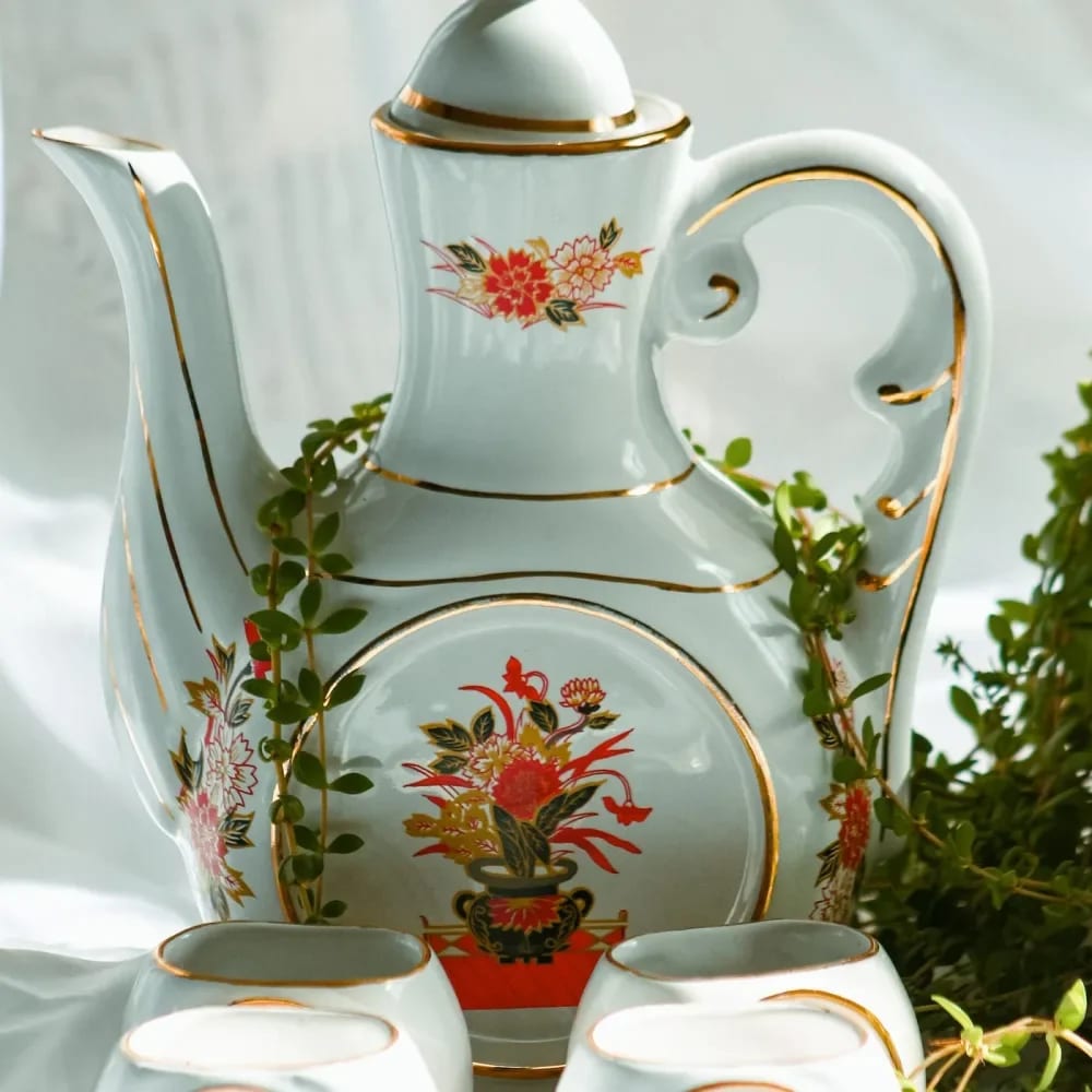 Gülruh El Dekoru Porselen Çay Takımı