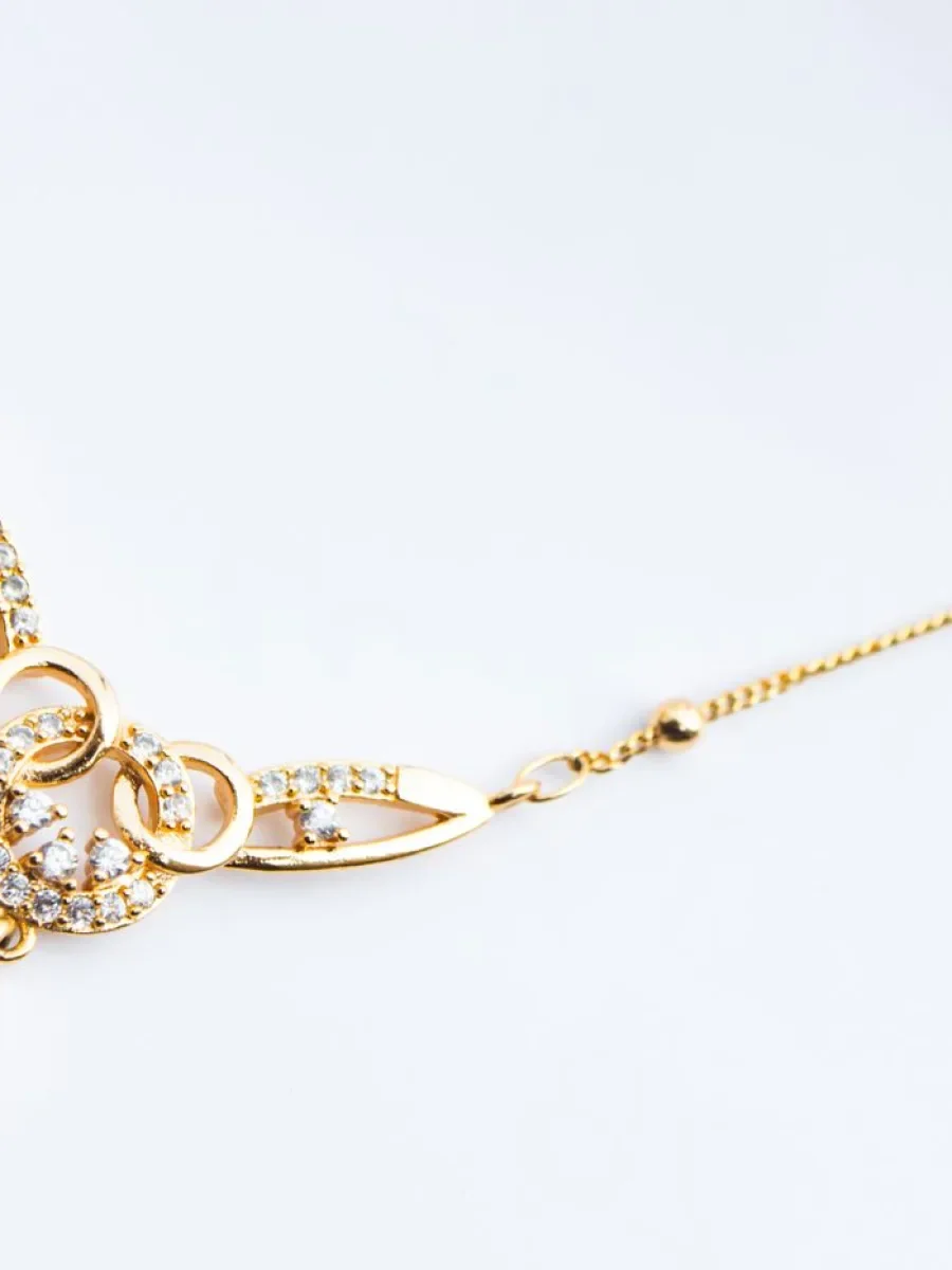 Damla Zirkon Taşlı Kolye Gold Renk