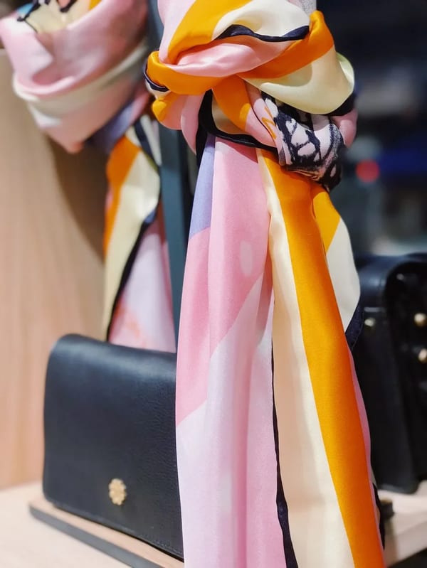 Desenli İpek Eşarp Pembe